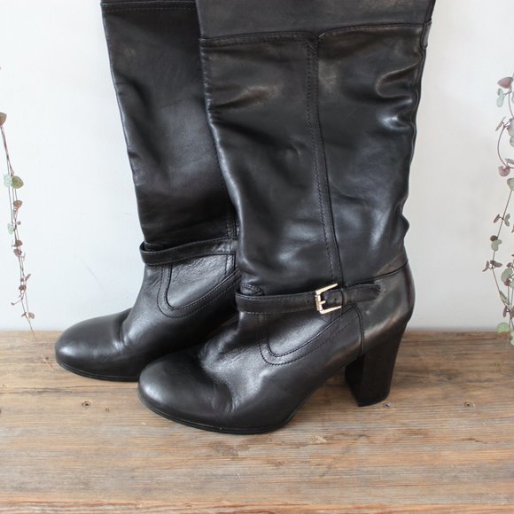 Audrey Brooke Abhigrade Over the Kneel Black Leather Boots - Picture 2 of 5